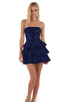 Load image into Gallery viewer, Sparkly Gold Strapless Tiered Short Sequin Cocktail Dress with Ruffles