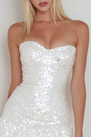 Load image into Gallery viewer, Sparkly White Sequin Sweetheart Mini Cocktail Dress