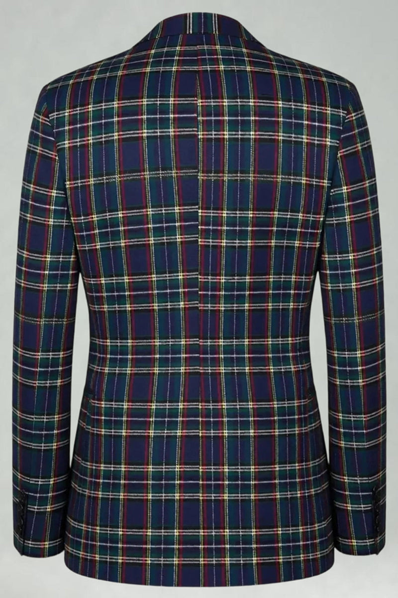 Load image into Gallery viewer, 2 Piece Black and Red Grid Notched Lapel Men Prom Suits