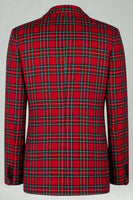 Load image into Gallery viewer, 2 Piece Black and Red Grid Notched Lapel Men Prom Suits