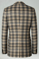 Load image into Gallery viewer, 2 Piece Brown and Grey Grid Notched Lapel Men Prom Suits