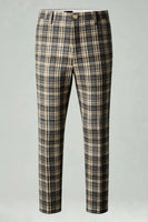 Load image into Gallery viewer, 2 Piece Brown and Grey Grid Notched Lapel Men Prom Suits