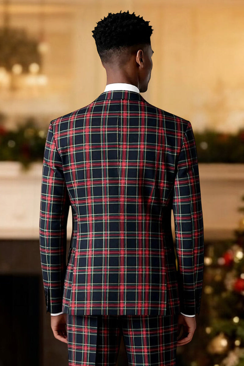 Load image into Gallery viewer, 2 Piece Brown and Grey Grid Notched Lapel Men Prom Suits