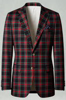 Load image into Gallery viewer, 2 Piece Brown and Grey Grid Notched Lapel Men Prom Suits