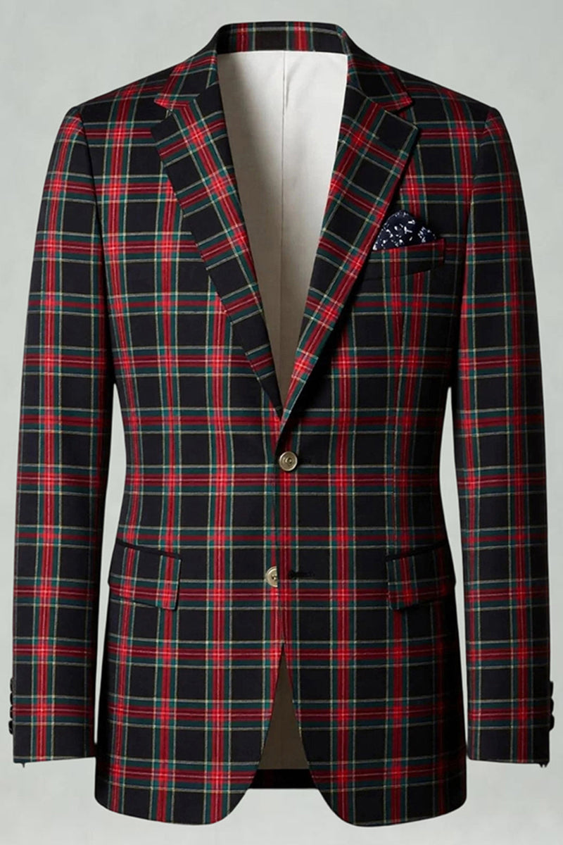 Load image into Gallery viewer, 2 Piece Brown and Grey Grid Notched Lapel Men Prom Suits