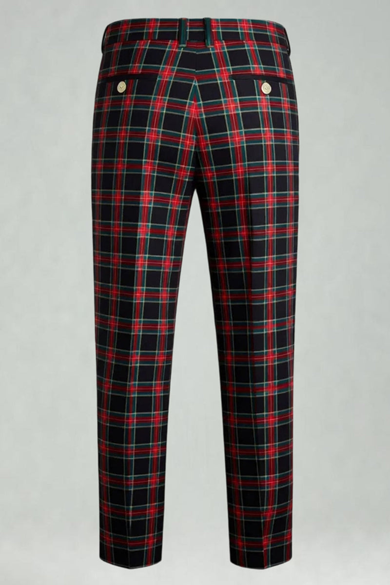 Load image into Gallery viewer, 2 Piece Brown and Grey Grid Notched Lapel Men Prom Suits