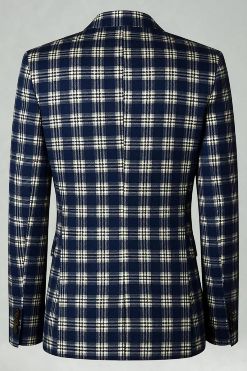 Load image into Gallery viewer, 2 Piece Brown and Grey Grid Notched Lapel Men Prom Suits