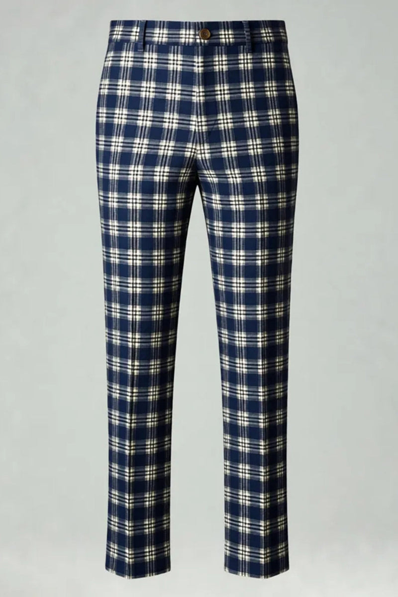 Load image into Gallery viewer, 2 Piece Brown and Grey Grid Notched Lapel Men Prom Suits