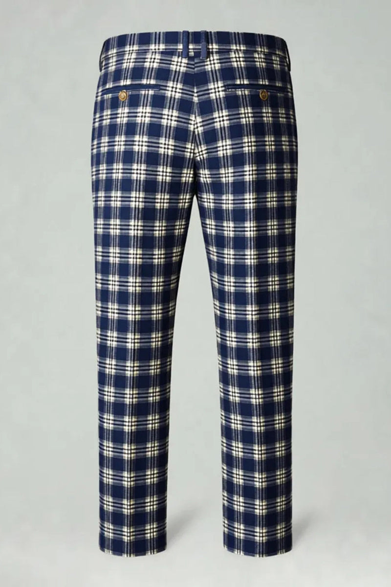 Load image into Gallery viewer, 2 Piece Brown and Grey Grid Notched Lapel Men Prom Suits