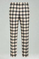 Load image into Gallery viewer, Black and Yellow Notched Lapel Men Grid Prom Suits