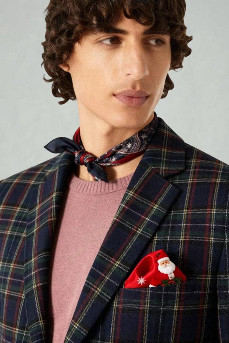 Load image into Gallery viewer, Black and Yellow Notched Lapel Men Grid Prom Suits