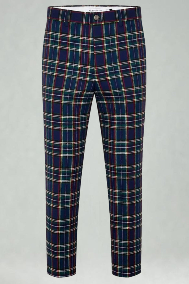 Load image into Gallery viewer, Black and Yellow Notched Lapel Men Grid Prom Suits