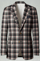 Load image into Gallery viewer, Black and Yellow Notched Lapel Men Grid Prom Suits