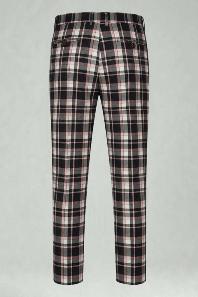 Load image into Gallery viewer, Black and Yellow Notched Lapel Men Grid Prom Suits