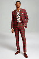 Load image into Gallery viewer, Black and Yellow Notched Lapel Men Grid Prom Suits