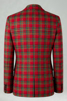 Load image into Gallery viewer, Black and Yellow Notched Lapel Men Grid Prom Suits