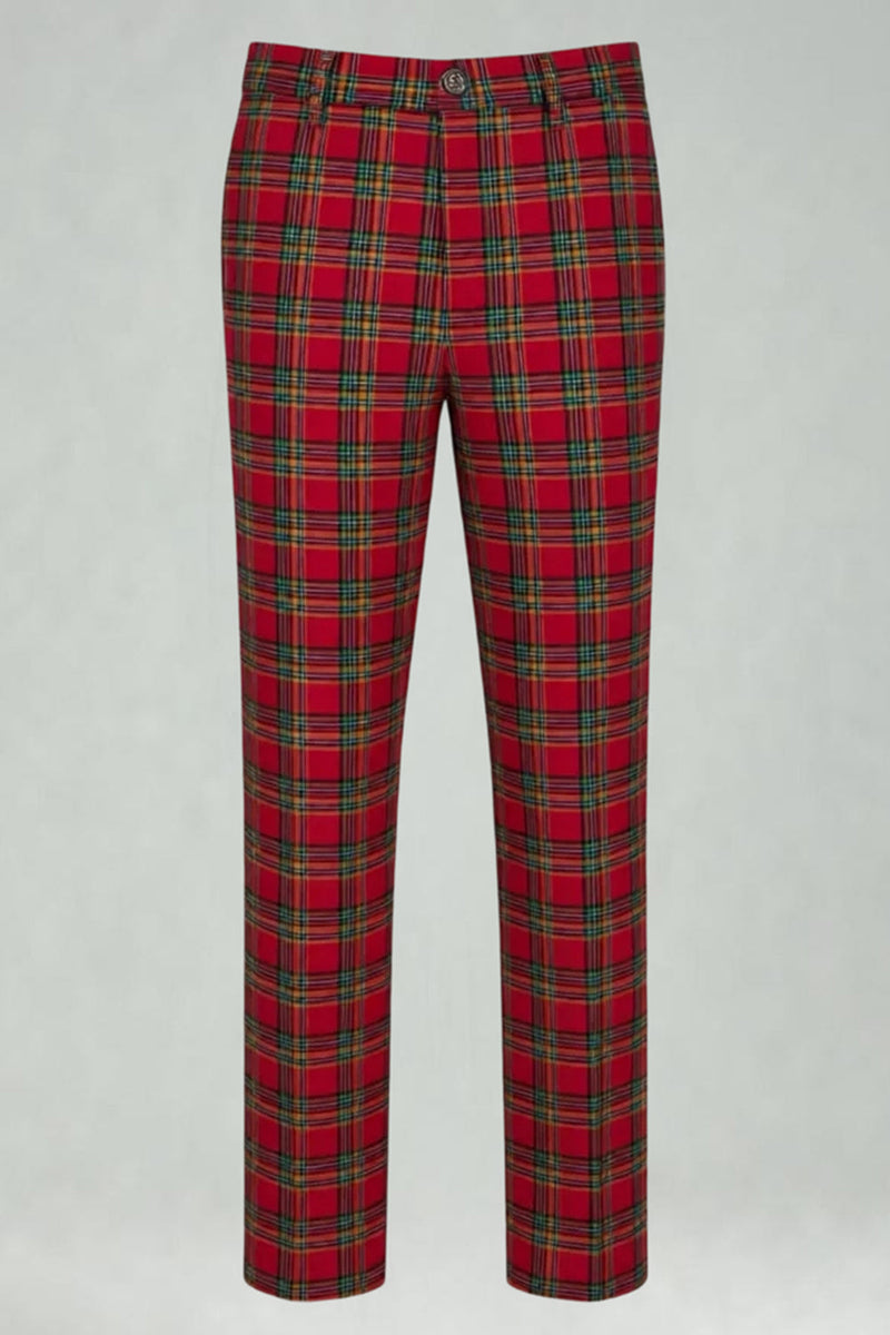 Load image into Gallery viewer, Black and Yellow Notched Lapel Men Grid Prom Suits