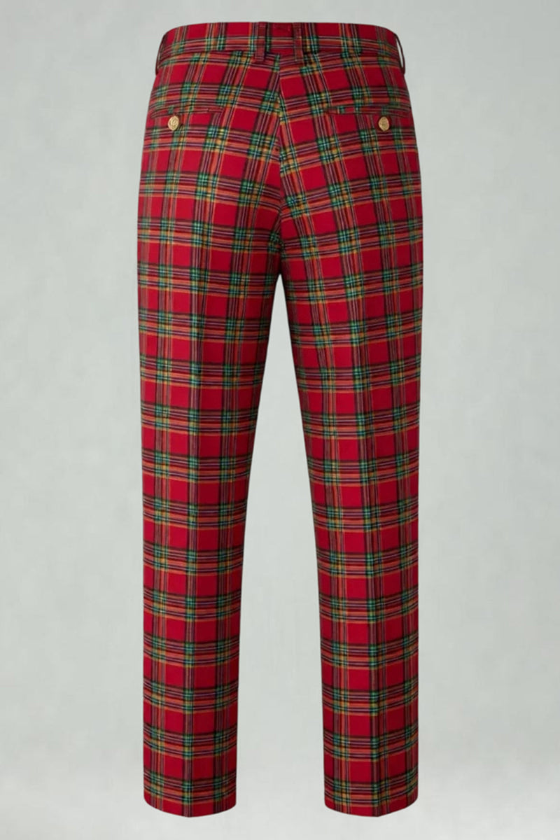 Load image into Gallery viewer, Black and Yellow Notched Lapel Men Grid Prom Suits