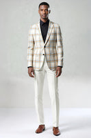 Load image into Gallery viewer, 2 Piece Blue and Green Notched Lapel Grid Men Prom Suits