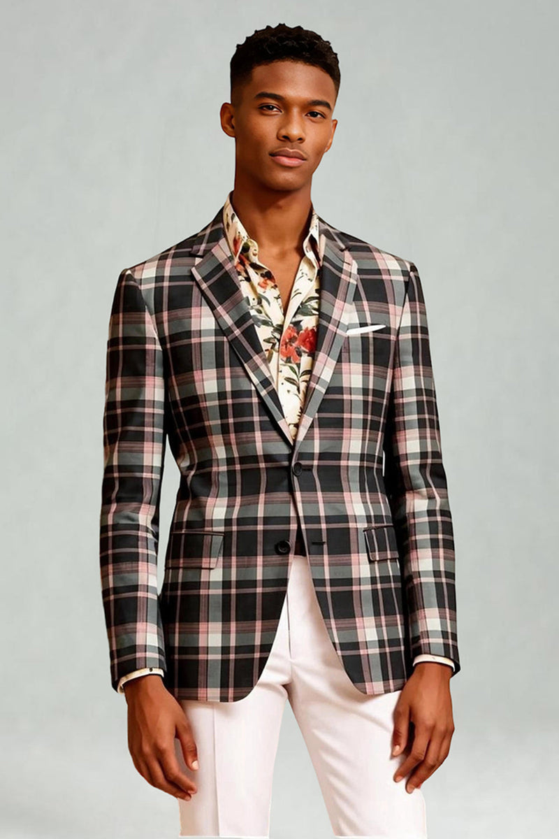 Load image into Gallery viewer, 2 Piece Blue and Green Notched Lapel Grid Men Prom Suits