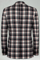 Load image into Gallery viewer, 2 Piece Blue and Green Notched Lapel Grid Men Prom Suits