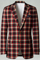 Load image into Gallery viewer, 2 Piece Blue and Green Notched Lapel Grid Men Prom Suits