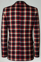 Load image into Gallery viewer, 2 Piece Blue and Green Notched Lapel Grid Men Prom Suits