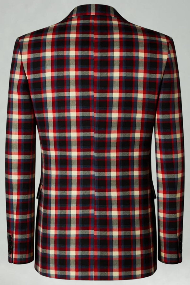 Load image into Gallery viewer, 2 Piece Blue and Green Notched Lapel Grid Men Prom Suits