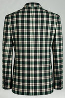 Load image into Gallery viewer, 2 Piece Black and Green Peak Lapel Grid Men Prom Suits
