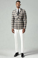 Load image into Gallery viewer, 2 Piece Black and Green Peak Lapel Grid Men Prom Suits