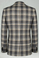 Load image into Gallery viewer, 2 Piece Black and Green Peak Lapel Grid Men Prom Suits