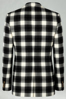 Load image into Gallery viewer, 2 Piece Black and White Notched Lapel Grid Men Prom Suits