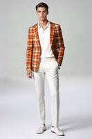 Load image into Gallery viewer, 2 Piece Black and White Notched Lapel Grid Men Prom Suits