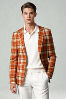 Load image into Gallery viewer, 2 Piece Black and White Notched Lapel Grid Men Prom Suits