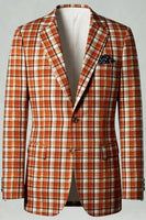 Load image into Gallery viewer, 2 Piece Black and White Notched Lapel Grid Men Prom Suits