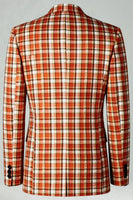 Load image into Gallery viewer, 2 Piece Black and White Notched Lapel Grid Men Prom Suits