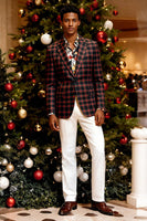 Load image into Gallery viewer, 2 Piece Black and White Notched Lapel Grid Men Prom Suits