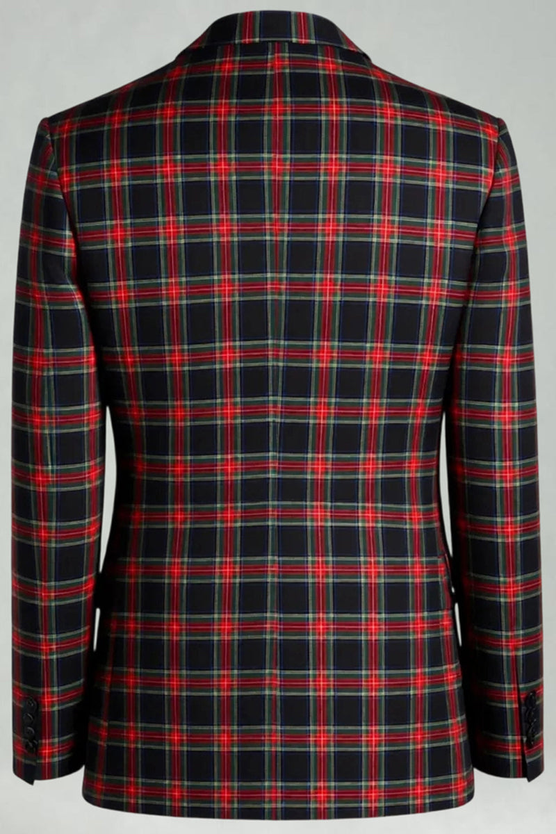 Load image into Gallery viewer, 2 Piece Black and White Notched Lapel Grid Men Prom Suits