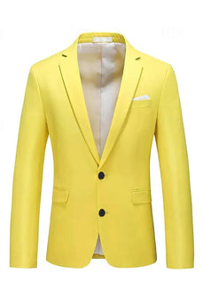 2 Piece Yellow Notch Lapel Long Sleeves Men's Prom Suits with Buttons