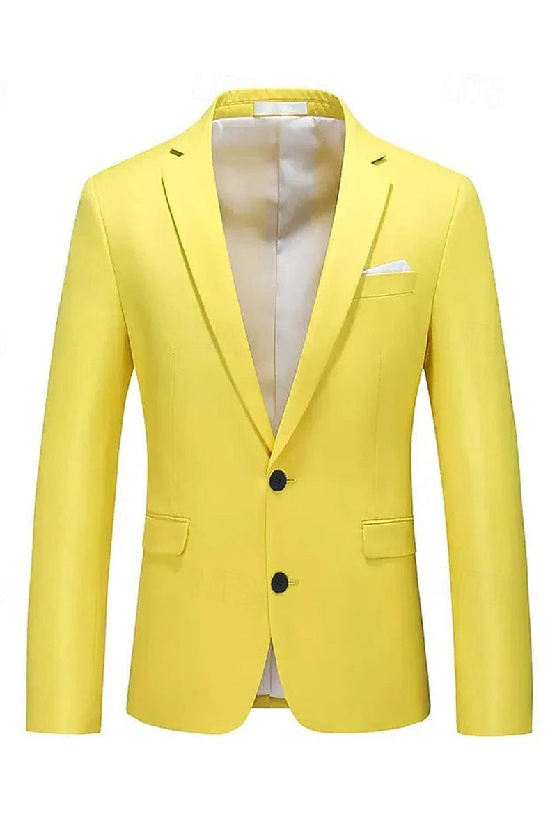 Load image into Gallery viewer, 2 Piece Yellow Notch Lapel Long Sleeves Men&#39;s Prom Suits with Buttons