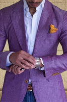 Load image into Gallery viewer, Blue Long Sleeves Notch Lapel Men&#39;s Blazer with Buttons