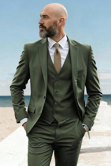 3 Piece Army Green Single Breasted Prom Men's Suits