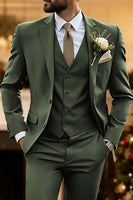 Load image into Gallery viewer, 3 Piece Army Green Single Breasted Prom Men&#39;s Suits