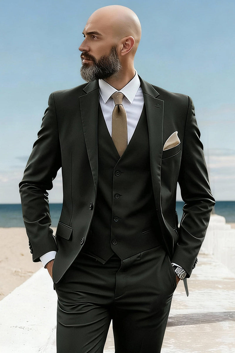 Load image into Gallery viewer, 3 Piece Army Green Single Breasted Prom Men&#39;s Suits