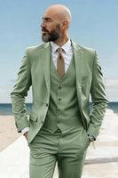 Load image into Gallery viewer, 3 Piece Army Green Single Breasted Prom Men&#39;s Suits