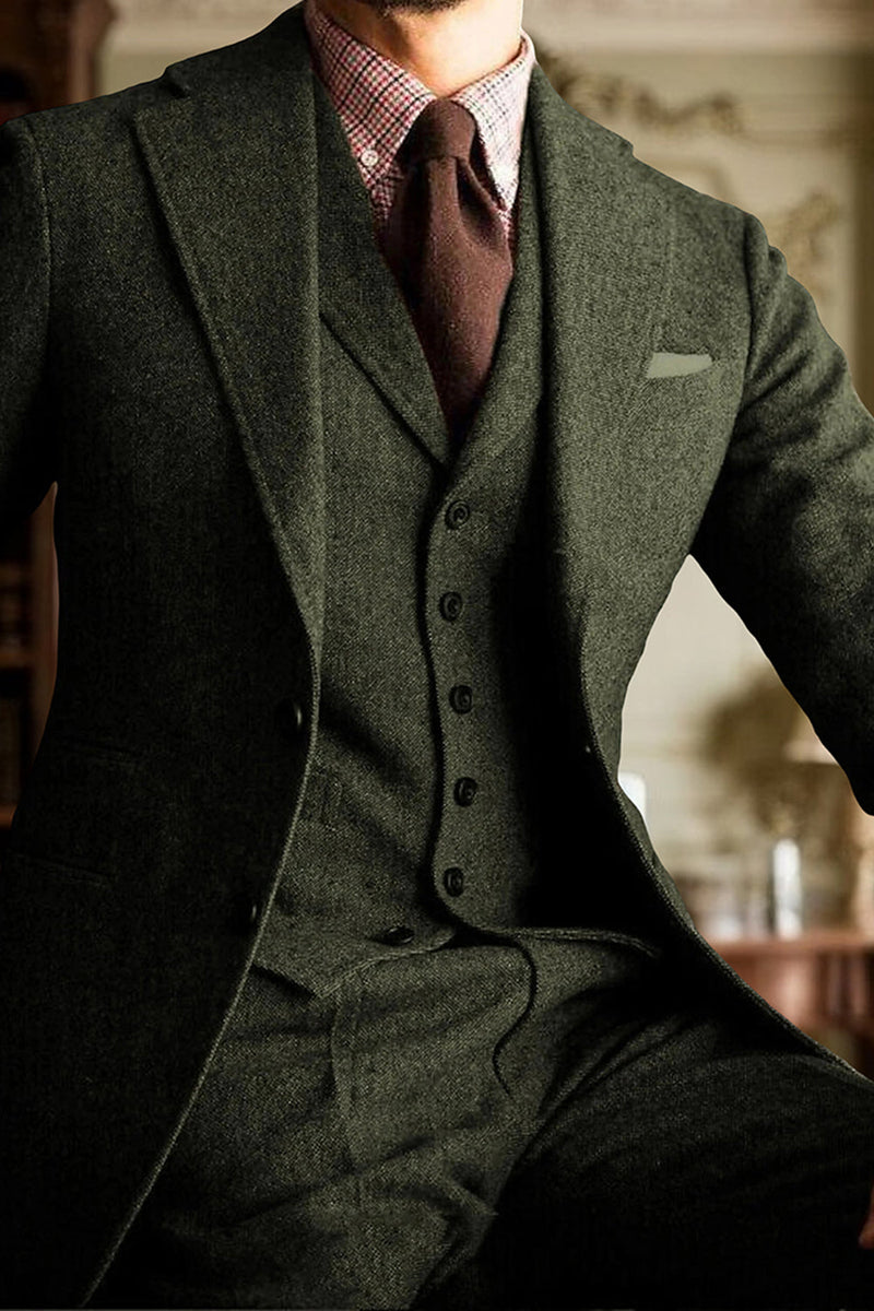 Load image into Gallery viewer, Dark Grey 3 Piece Single Breasted Men&#39;s Prom Suits with Sleeves