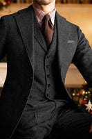Load image into Gallery viewer, Dark Grey 3 Piece Single Breasted Men&#39;s Prom Suits with Sleeves