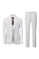 Load image into Gallery viewer, 3 Piece White Long Sleeves Notched Lapel Men&#39;s Prom Suits