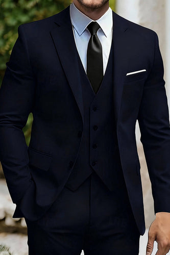 Black 3 Piece Single Breasted Men's Prom Suits with Pockets