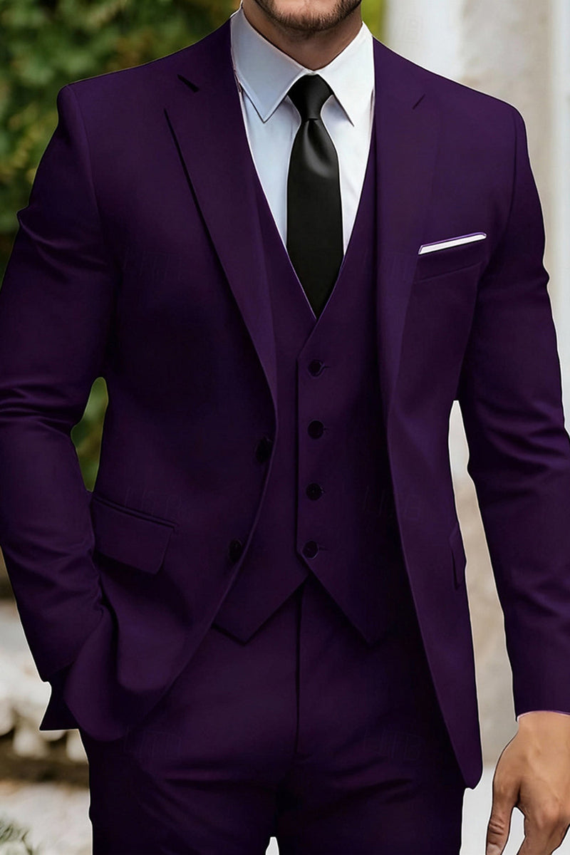 Load image into Gallery viewer, Black 3 Piece Single Breasted Men&#39;s Prom Suits with Pockets
